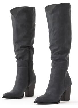 Putu Knee High Western Pointed Toe Tall Boots with a block heel 8.5 New Black